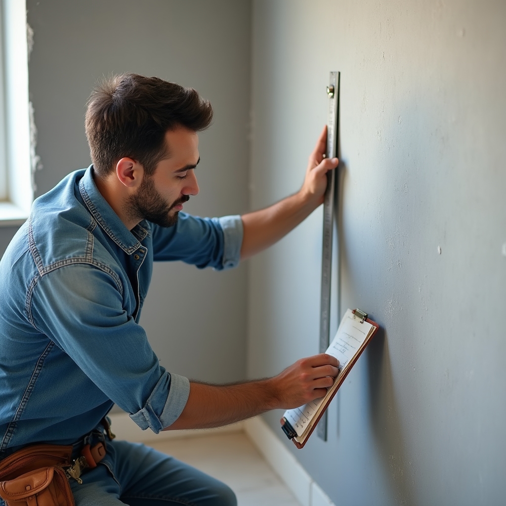 Măsurarea unui perete înainte de începerea lucrărilor de renovare